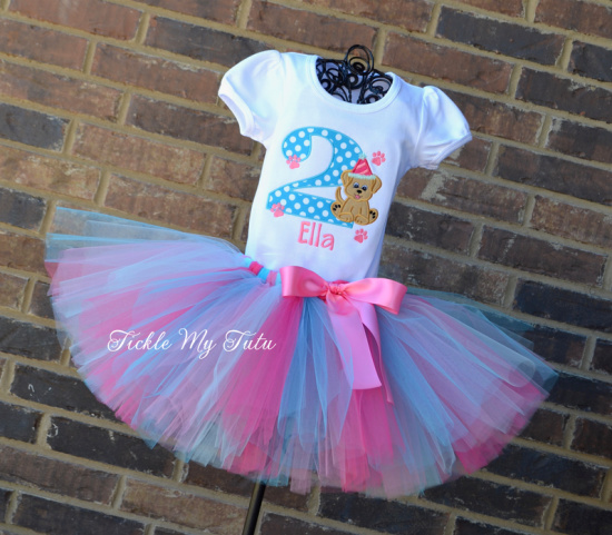 Puppy PAW-ty Birthday Tutu Outfit (Puppy with Party Hat)