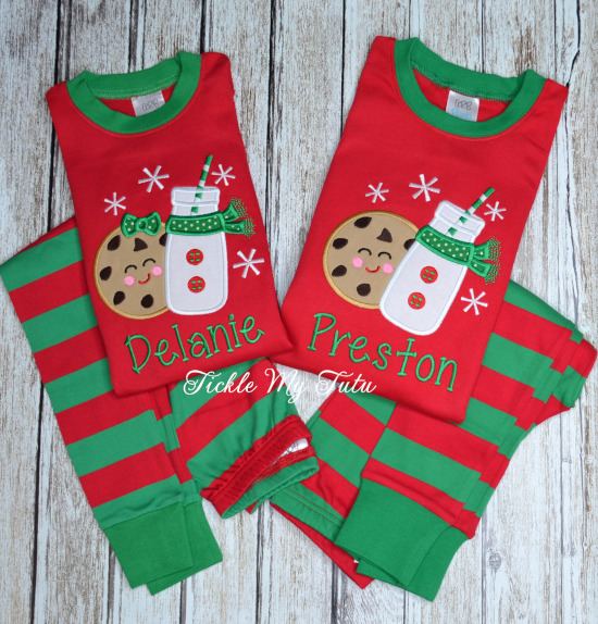 Christmas Pajamas with Cookies and Milk Design