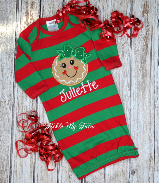 Gingerbread Infant Gown Christmas Pajamas