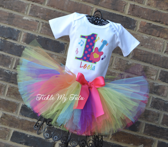 Guitar and Music Note Themed Birthday Tutu Outfit