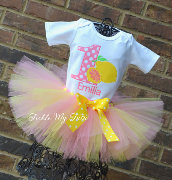 Lemon Birthday Tutu Outfit (Pink and Yellow)