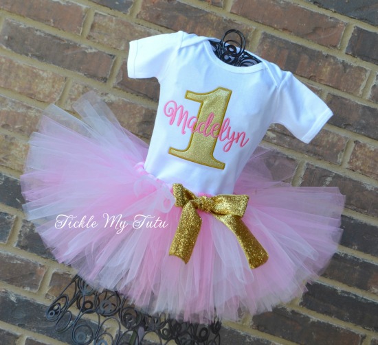 Pink and Gold Birthday Tutu Outfit