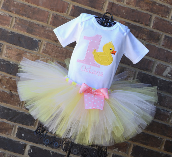 Rubber Ducky Themed Birthday Tutu Outfit (Light Pink)
