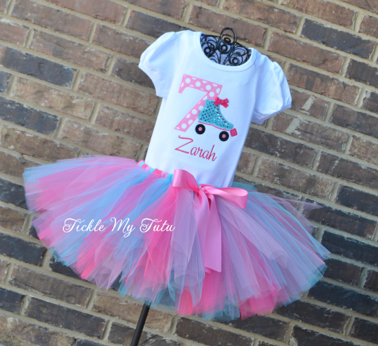 Roller Skating Birthday Tutu Outfit (Pink and Turquoise)