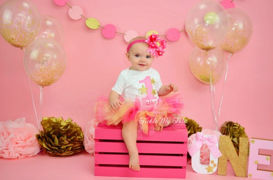 Twinkle Twinkle Little Star (Dark Pink, Pink, and Gold) Birthday Tutu Outfit